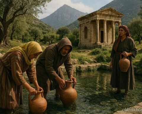Adults collecting fresh water from the historic Spring of Zaghouan in northern Tunisia.