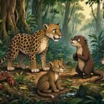 A jealous crab creates suspicion between a leopard and an otter who were once close friends.
