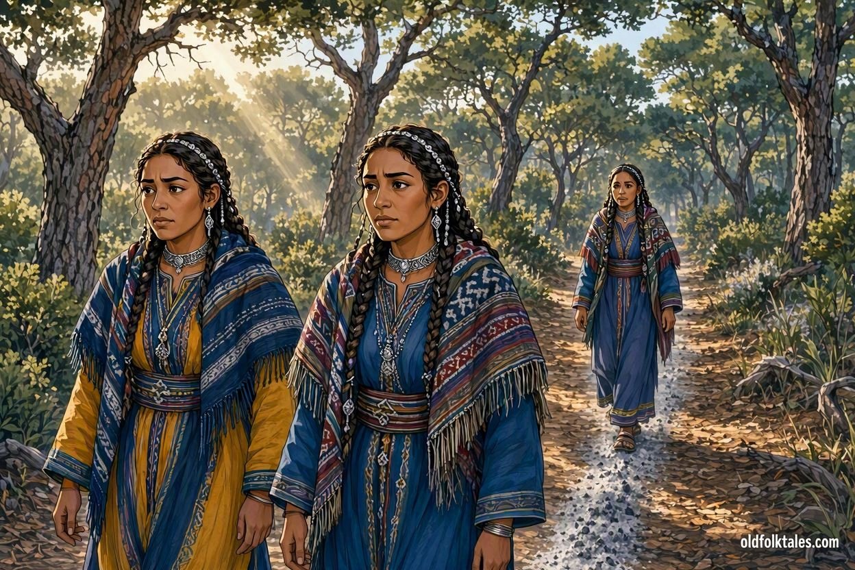 Iɣed n Tinnurt and her sisters journey through the Libyan wilderness after being abandoned by their father.