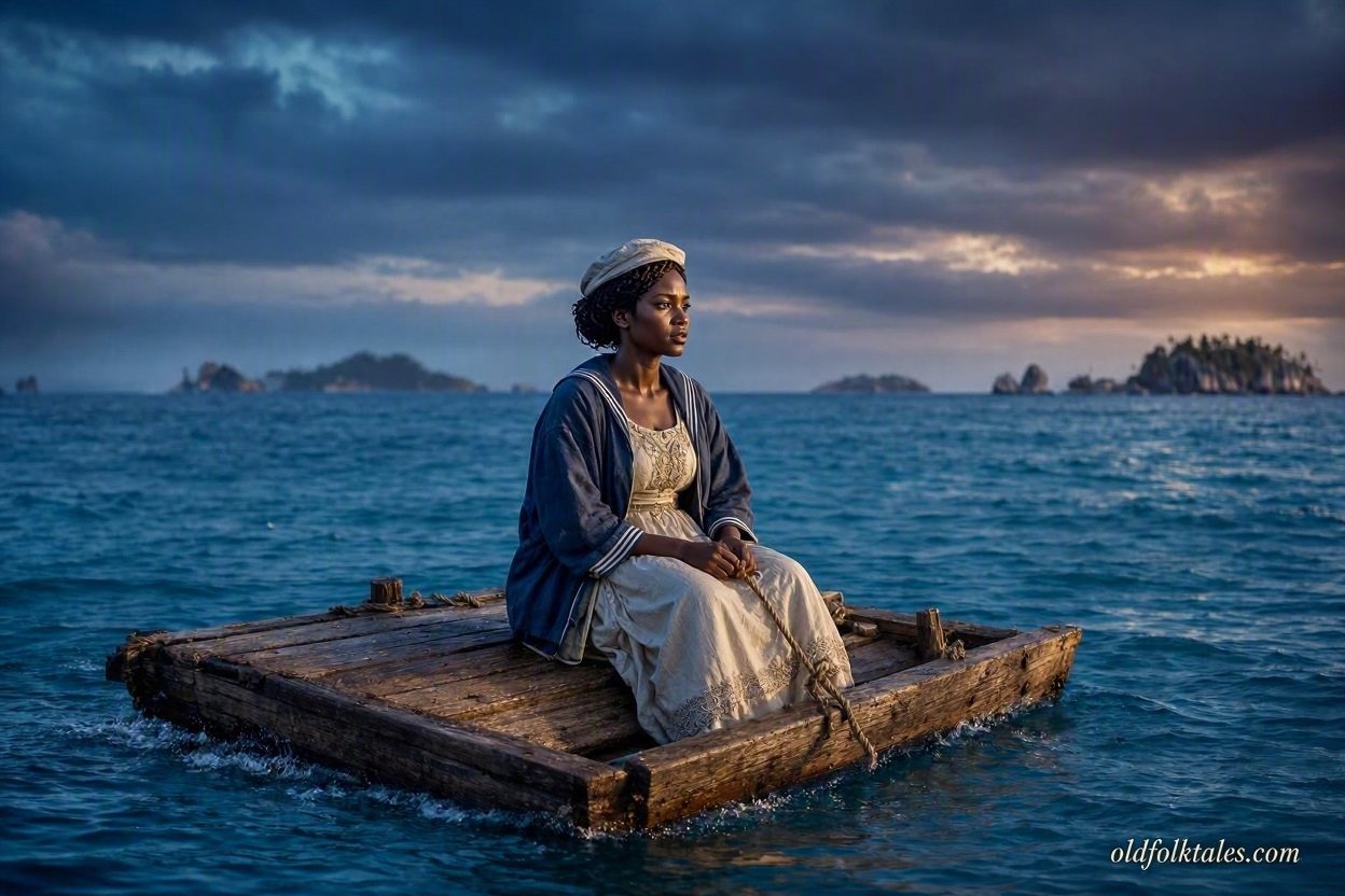 A young Seychellois bride drifting alone at sea after being falsely accused by her husband’s jealous friend.