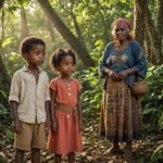 Two lost children encounter a mysterious elderly woman while searching for a way home.