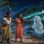 Two women frighten a ghost by claiming that his cemetery is on fire.