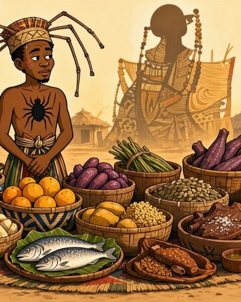 Kacou Ananzè presents a huge collection of foods for God’s impossible marriage challenge.