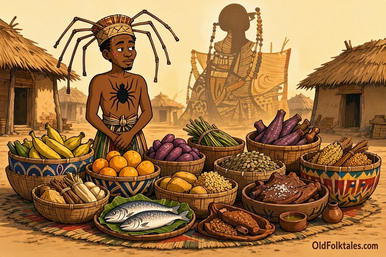 Kacou Ananzè presents a huge collection of foods for God’s impossible marriage challenge.