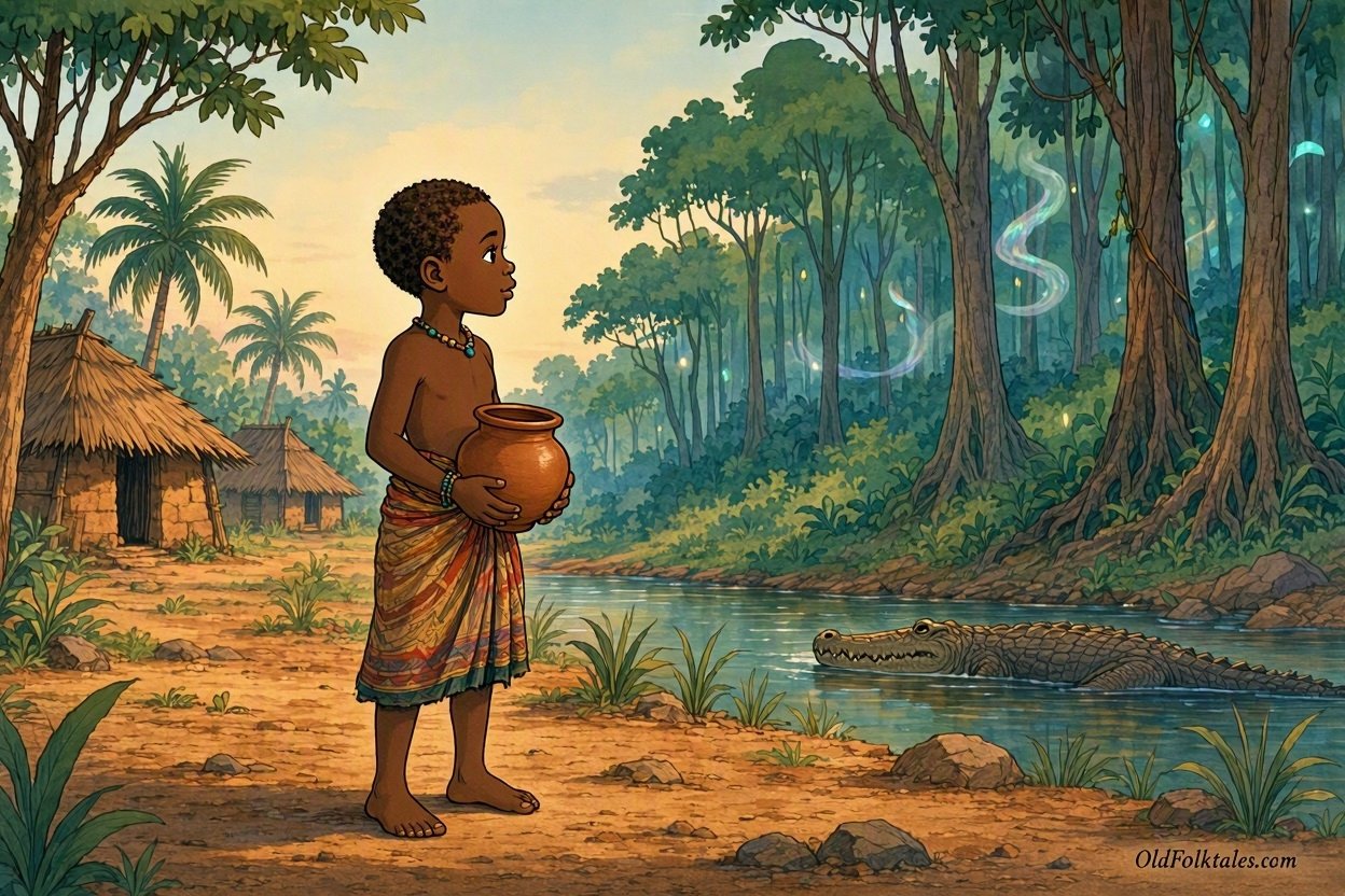 Koffi journeys through the forest after being sent away to find a replacement clay pot.