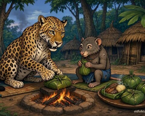 The Leopard and the Rat-Fouisseur during their troubled friendship in a Gabonese folktale.