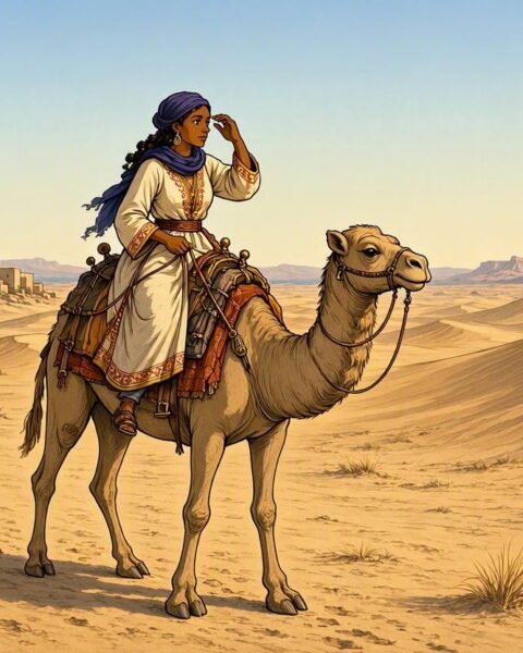 Udea journeys across the Libyan wilderness in search of her seven brothers.