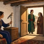 A young woman inside a Kabyle countryside house listens to two birds warning her while a prince and an old woman wait outside.