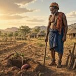 A Lunda farmer discovers that his final sweet potato has been taken from his field.